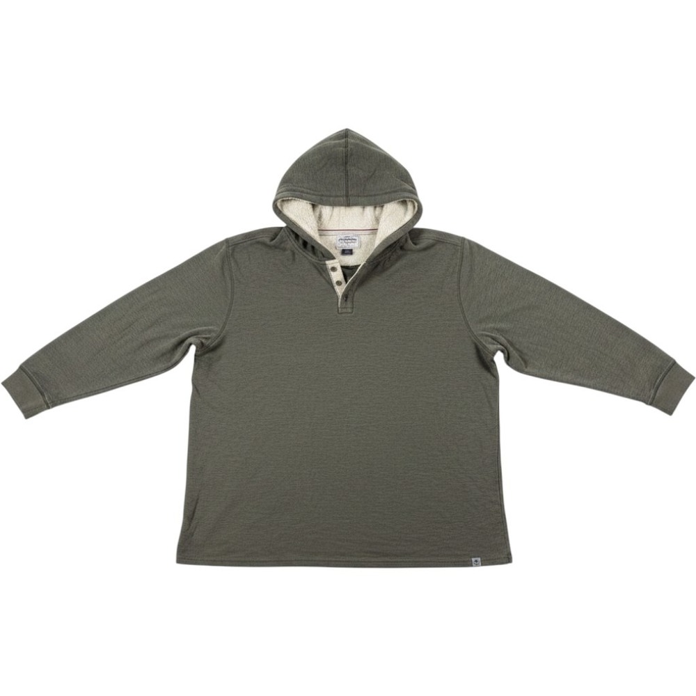 Flag & Anthem Henley Hoodie Mens XXXL Waffle Knit Olive Green